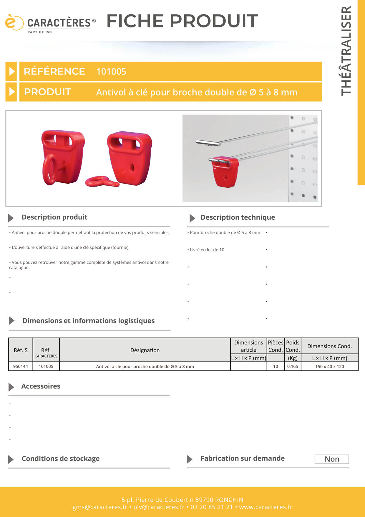 Antivol à clé pour broche double de Ø 5 à 8 mm