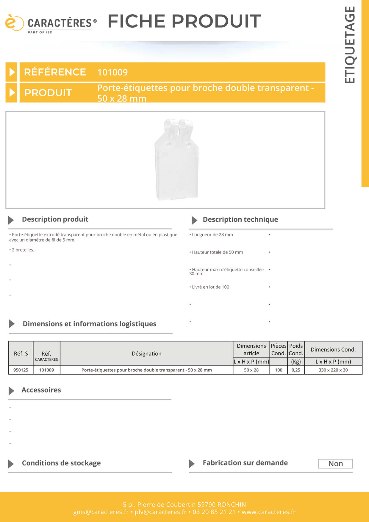PE transparent 2 bretelles pour broche double avec fil de Ø 5 mm - 50 x 28 mm