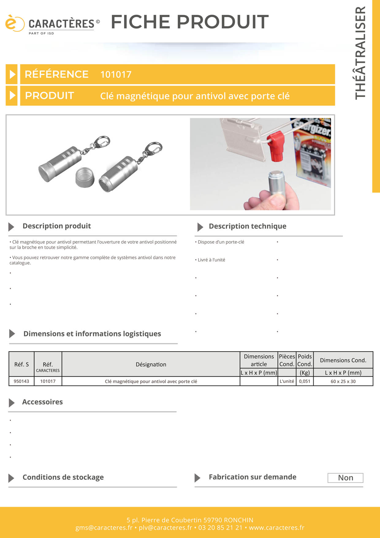 Clé magnétique pour antivol avec porte clé