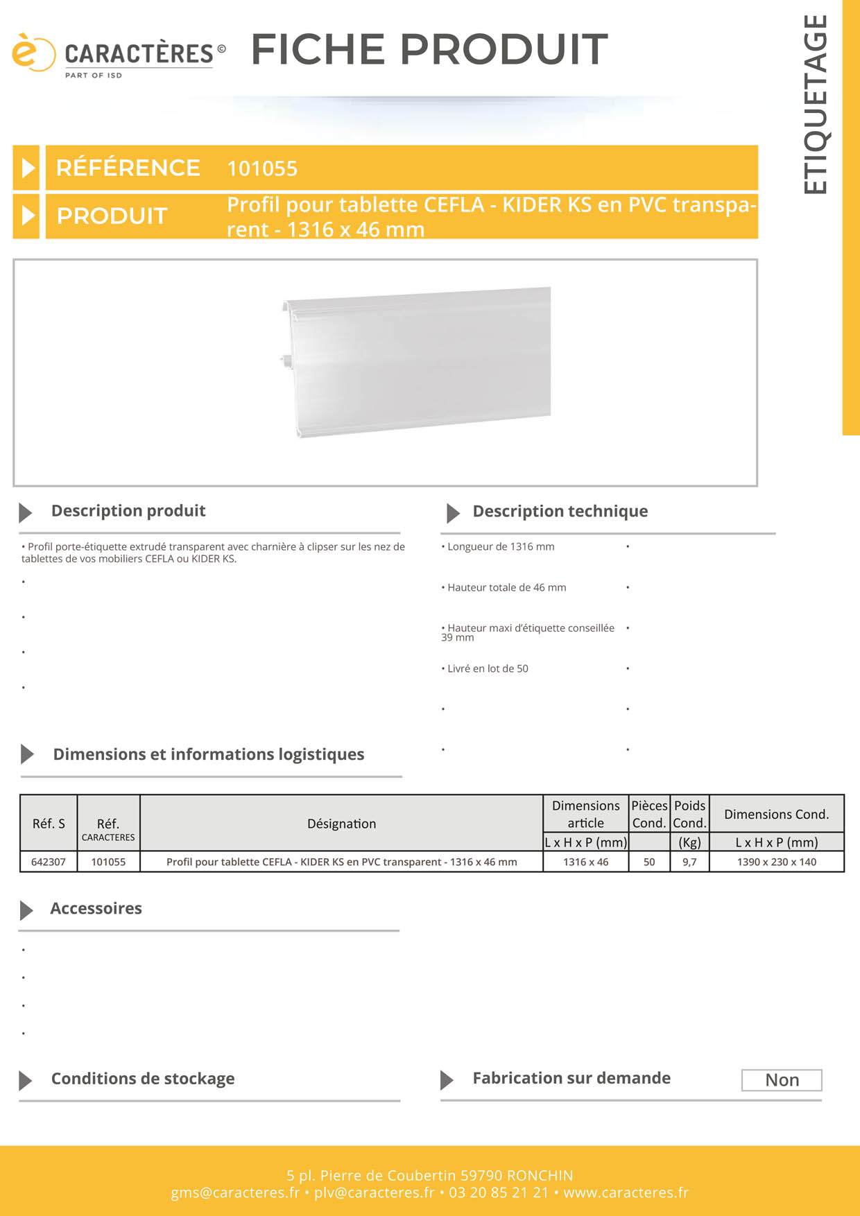 PE extrudé transparent pour tablette CEFLA KIDER KS - 46 x 1318 mm