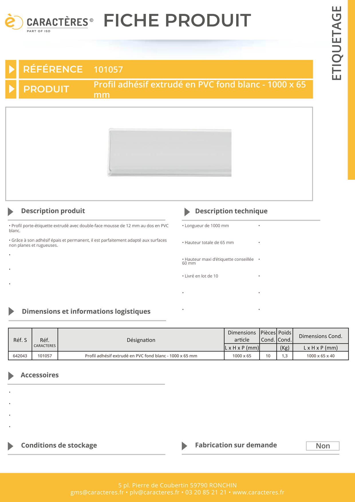 PE adhésif double face mousse transparent étiquette 60 mm - 65 x 1000 mm