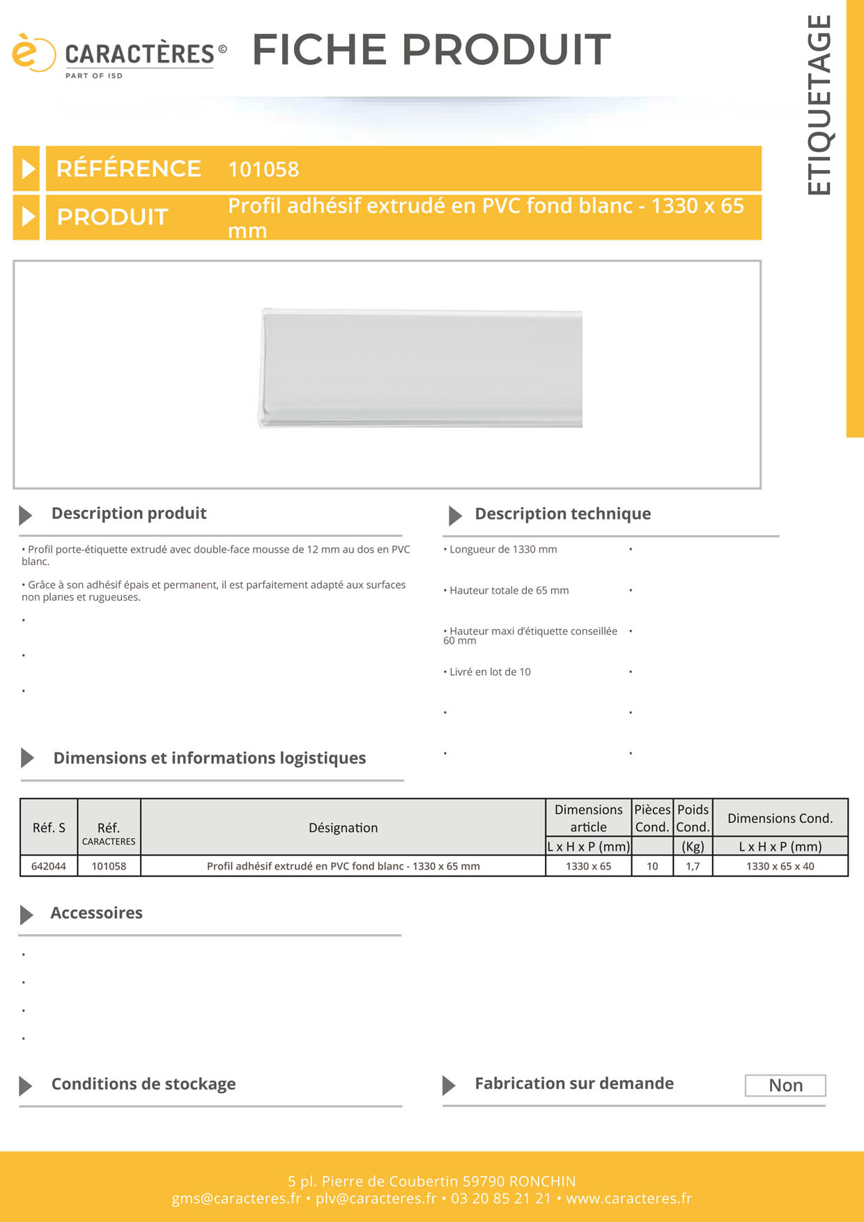 PE adhésif double face mousse transparent étiquette 60 mm - 65 x 1330 mm