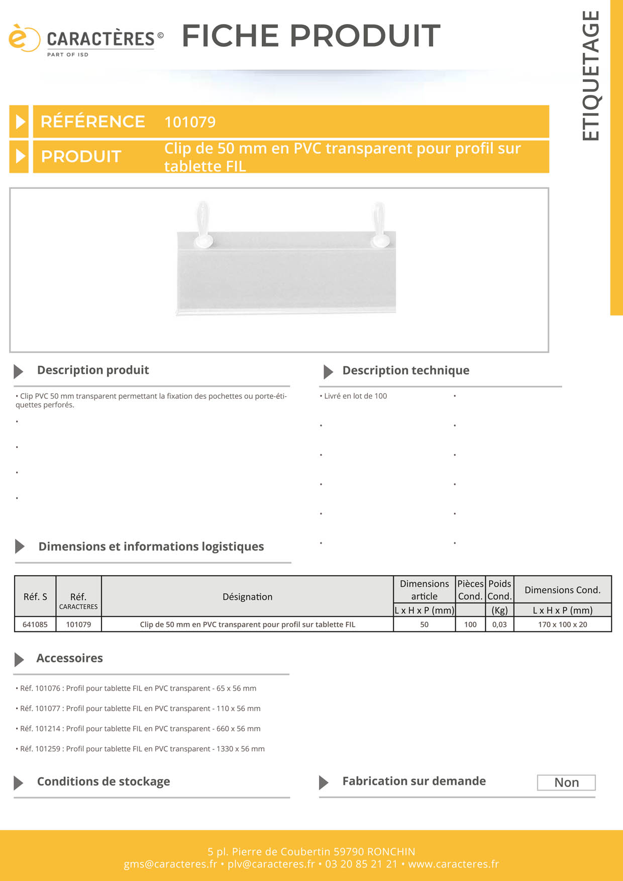 Clip PVC de 50 mm pour PE extrudé tablette fil