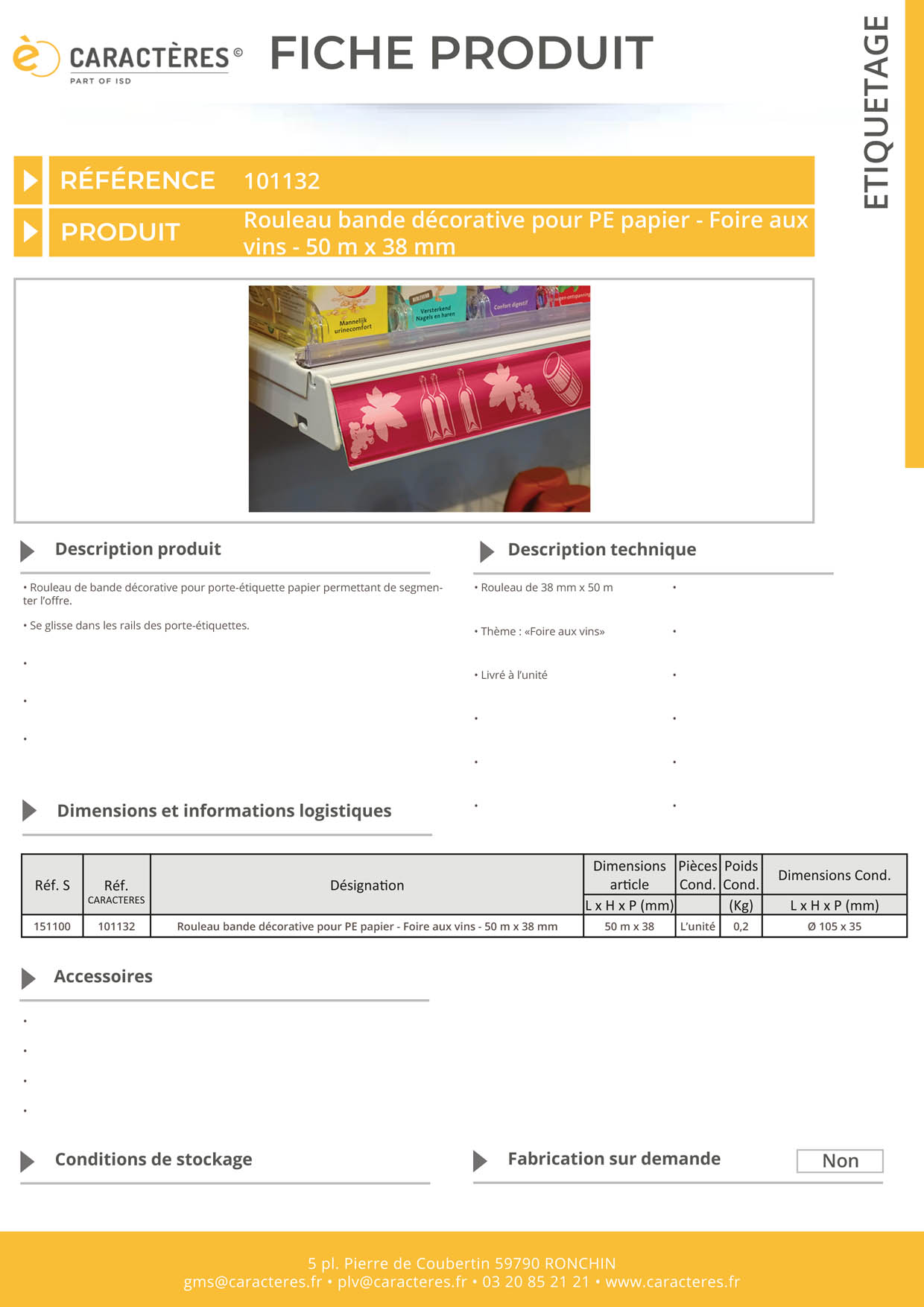 Bande décorative pour PE papier de 50 m x 38 mm - Foire aux vins