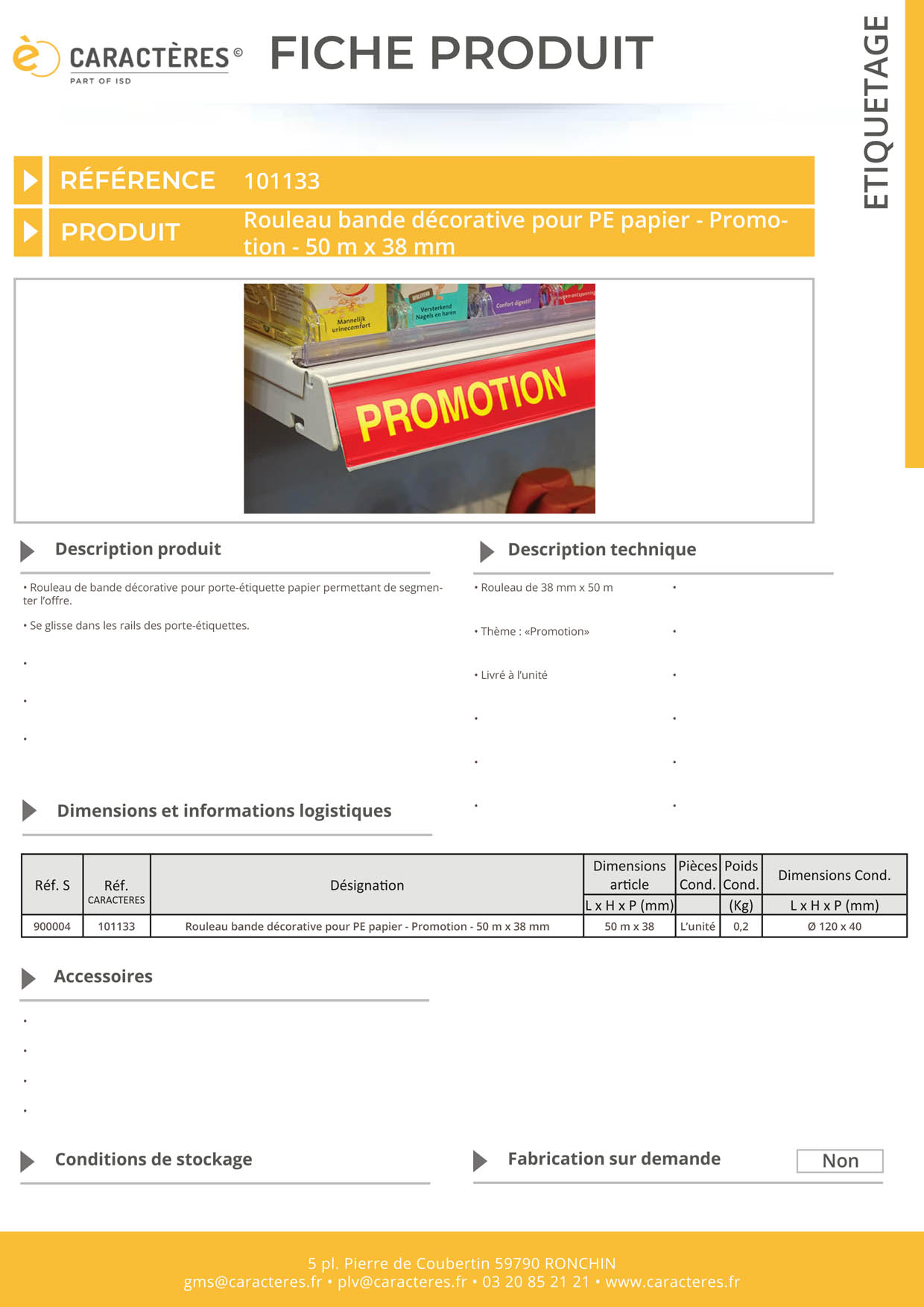 Bande décorative pour PE papier de 50 m x 38 mm - Promotion