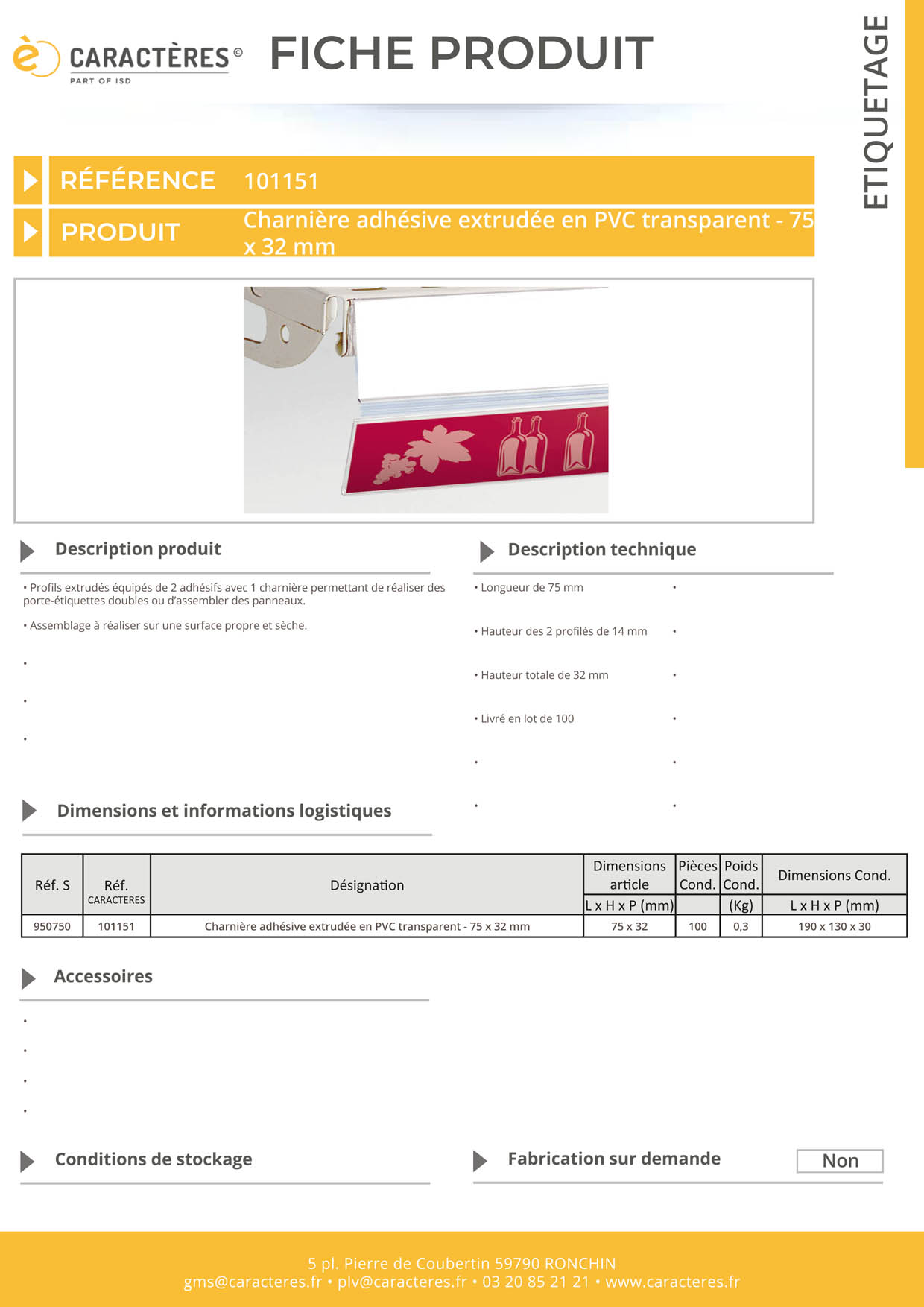 Charnière adhésive double face extrudée articulée 2 x 14 mm - 32 x 75 mm