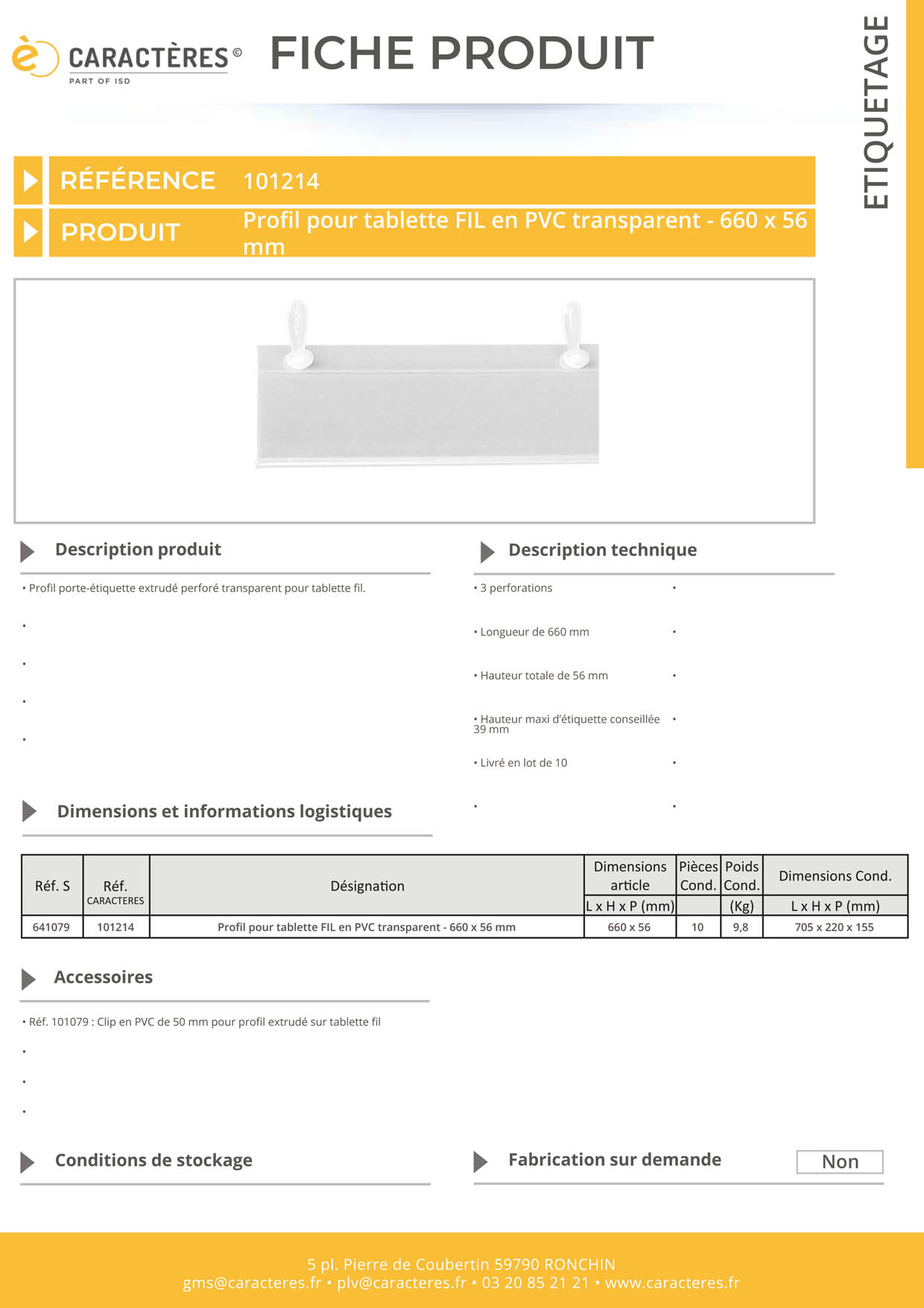 PE extrudé transparent pour tablette fil - 56 x 660 mm