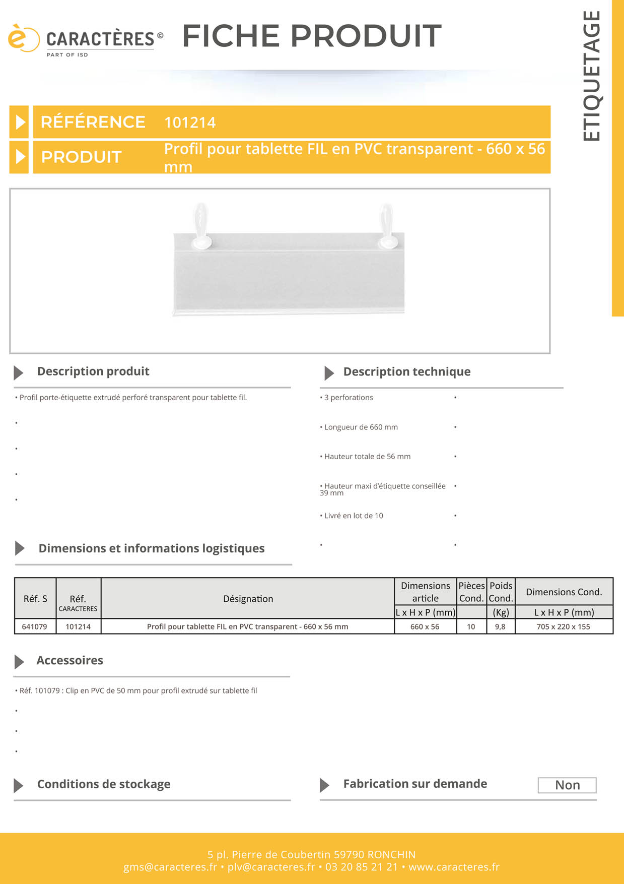 PE extrudé transparent pour tablette fil - 56 x 660 mm