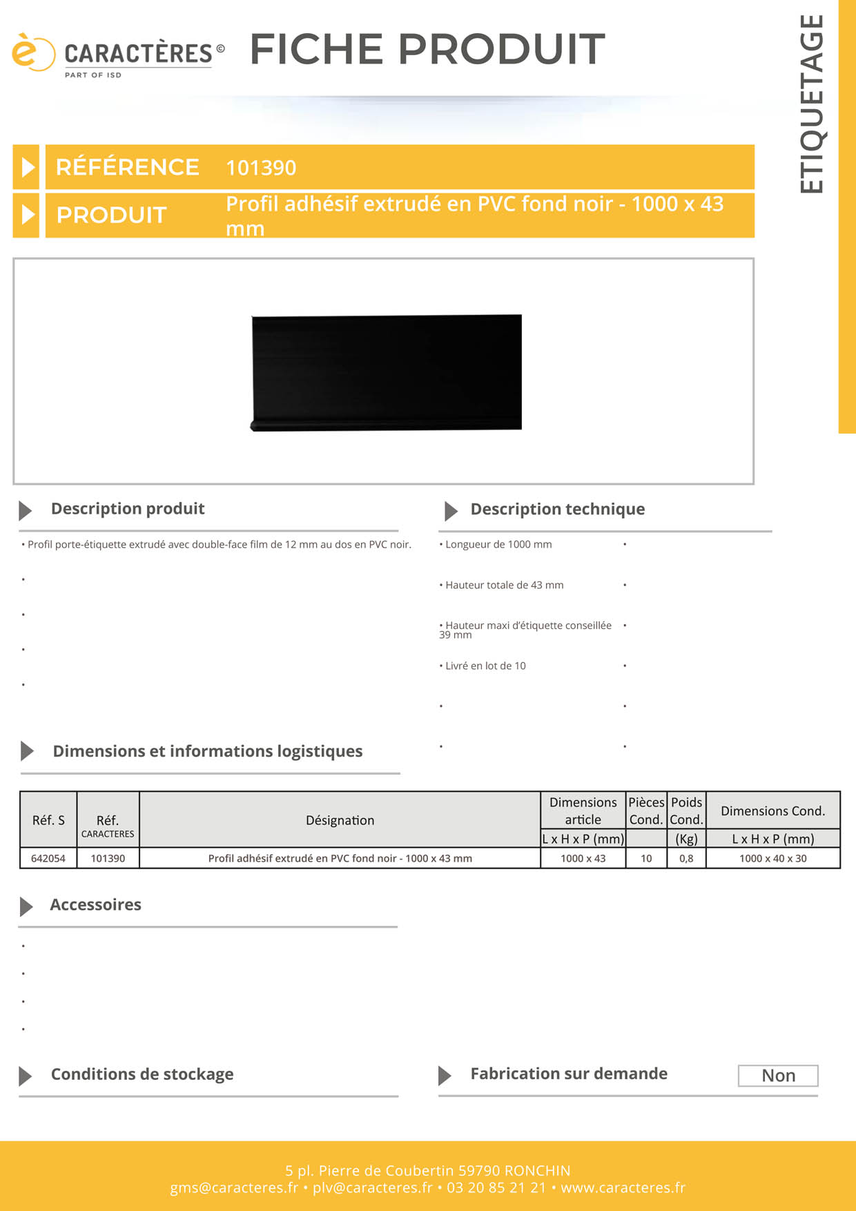 PE adhésif double face film extrudé noir étiquette 39 mm - 43 x 1000 mm