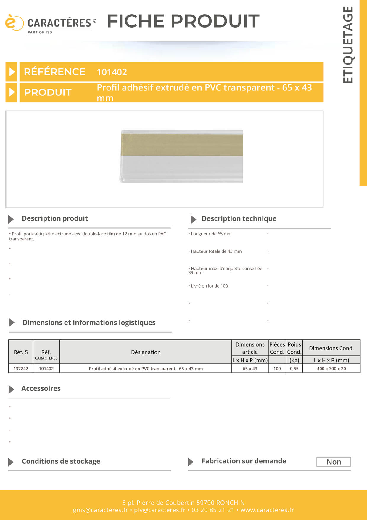 PE adhésif double face film extrudé transparent étiquette 39 mm - 43 x 65 mm