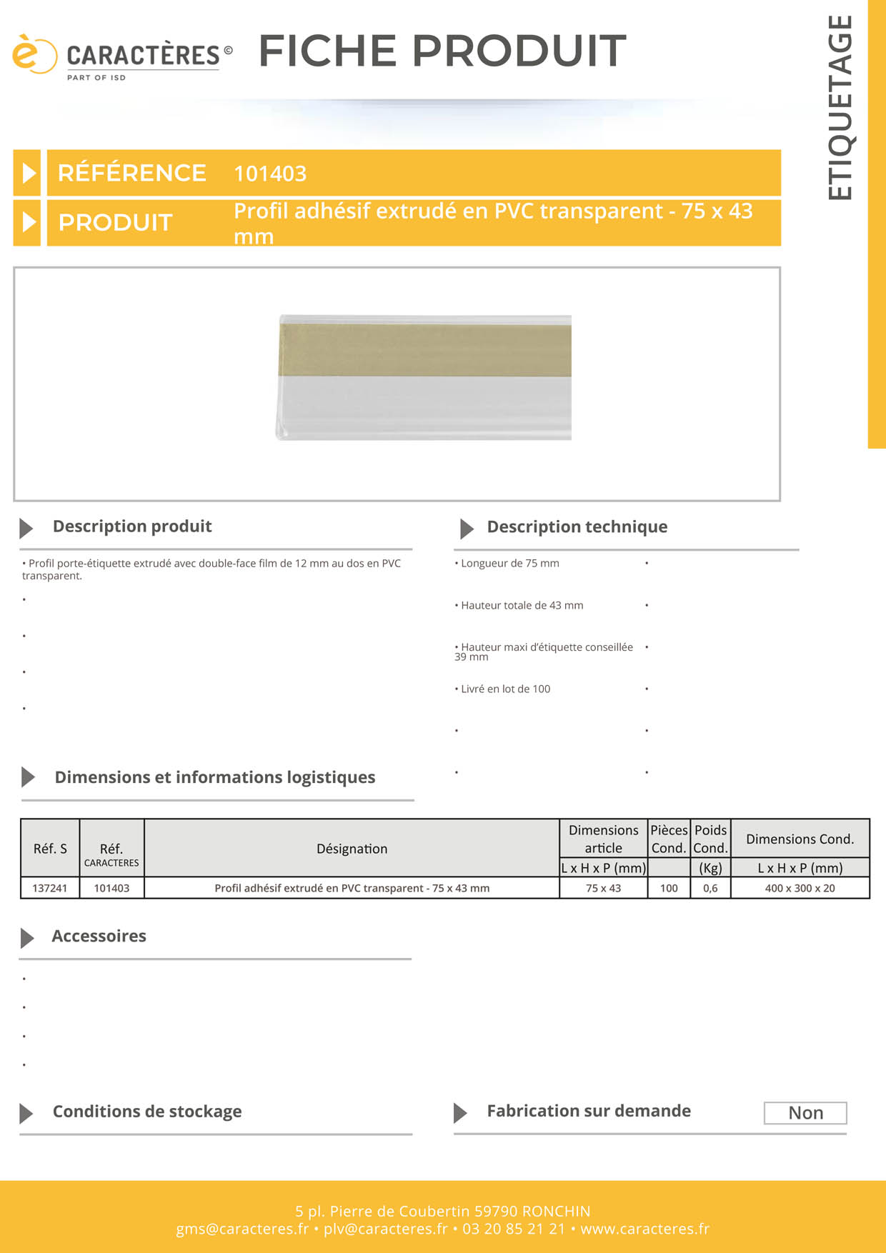 PE adhésif double face film extrudé transparent étiquette 39 mm - 43 x 75 mm