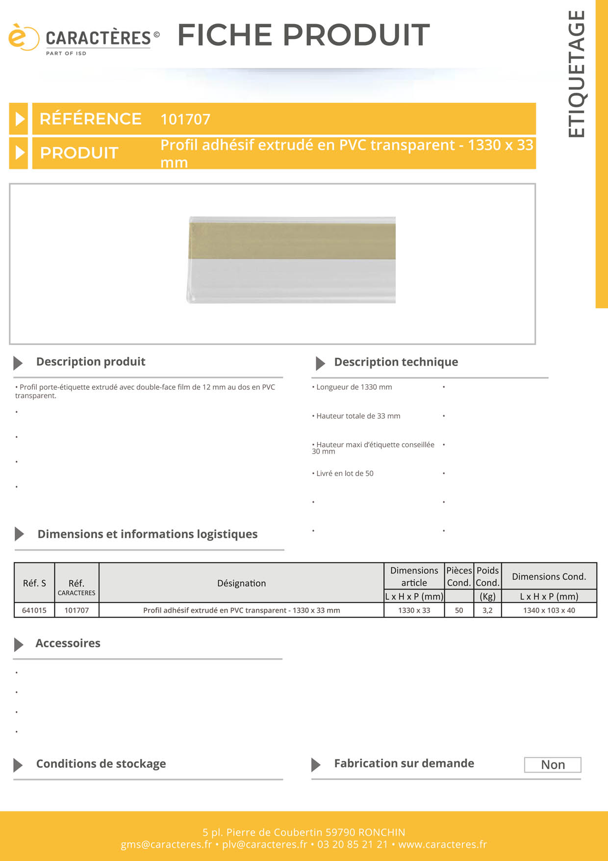 PE adhésif double face film extrudé transparent étiquette 30 mm - 33 x 1330 mm