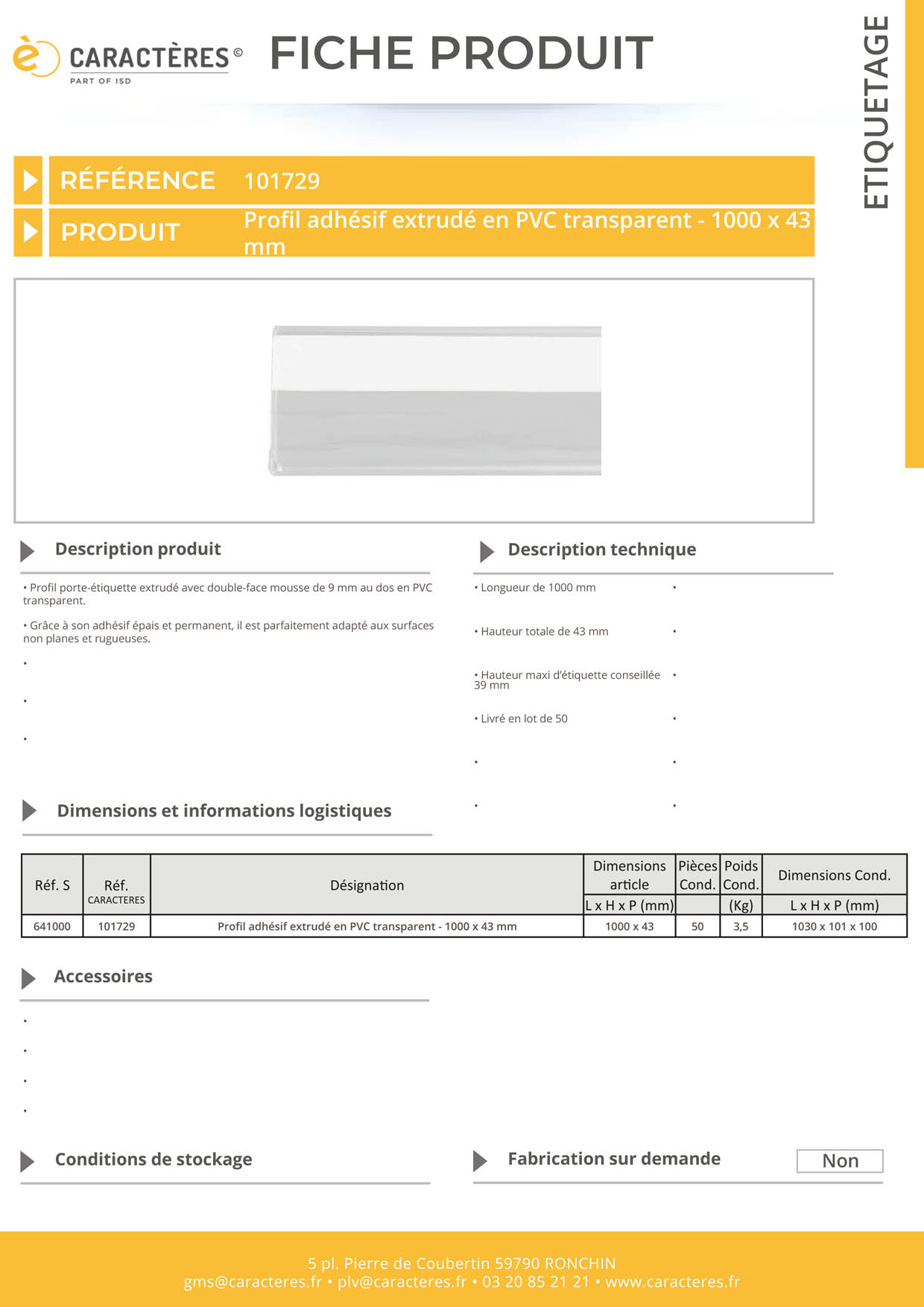 PE adhésif double face mousse transparent étiquette 39 mm - 43 x 1000 mm