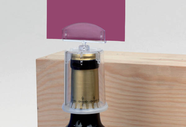 Porte-étiquette articulé en PVC transparent pour bouteille de Ø 40 mm - Hauteur 60 mm