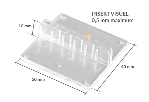 Socle droit pinçant à poser de 50 x 40 mm - Hauteur de 10 mm