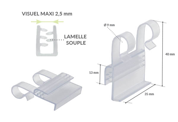 Accroche grip "Facing" pour fil 10 mm de diam max