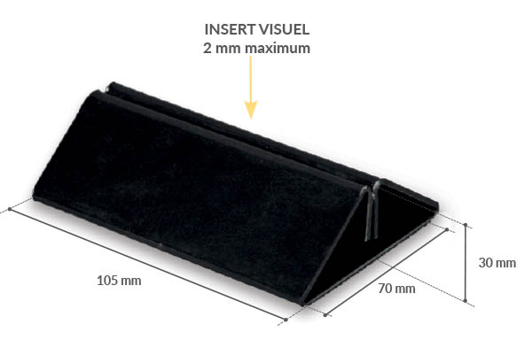 Socle porte visuel de 105 x 70 mm en PVC rigide noir - Hauteur de 30 mm