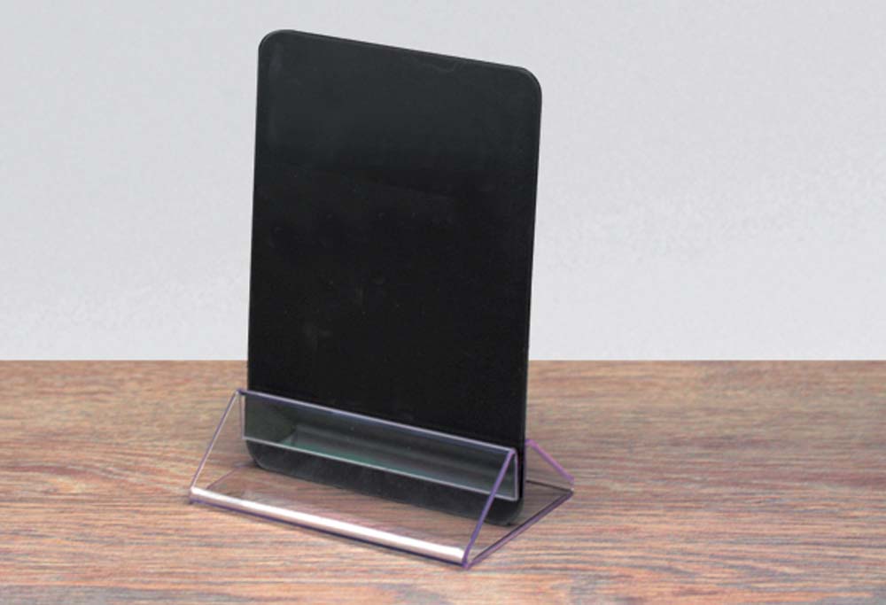Socle porte visuel de 105 x 70 mm en plexi transparent - Hauteur de 30 mm