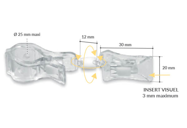Mini pince articulée avec ressort plastique et base tube - 20 x 12 mm