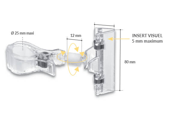 Pince articulée avec ressort métal et base tube - 80 x 12 mm