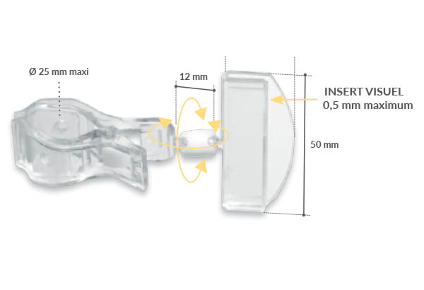Pince plate articulée avec ressort plastique et base tube - 50 x 12 mm