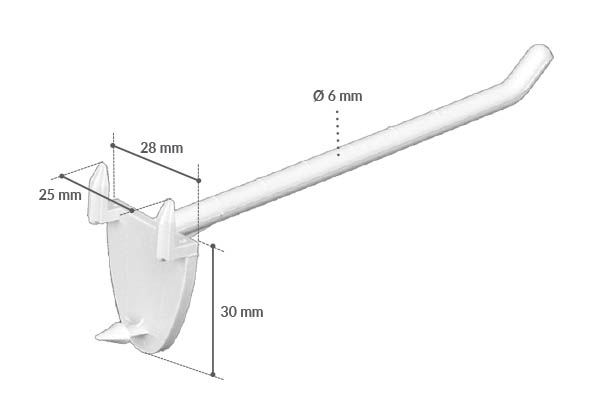 Broche plastique simple auto perforante de Ø 6 mm blanche - Longueur 150 mm