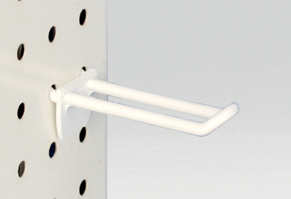 Broche plastique double de Ø 6 mm blanche pour fond perforé - Longueur 100 mm