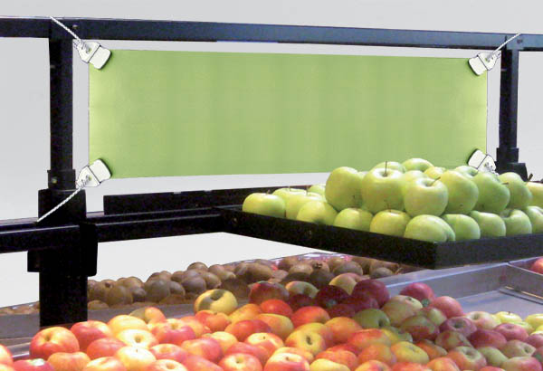 Attache adhésive pour calicot de 70 x 50 mm avec perforation de Ø 10 mm