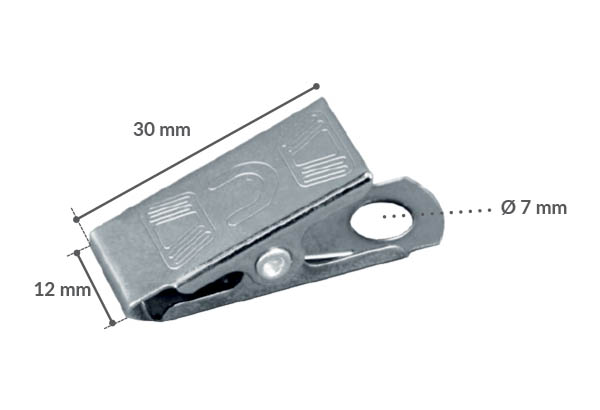 Pince clip ressort en métal - Hauteur 30 mm