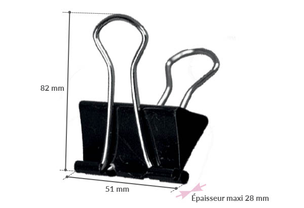 Pince clip en métal noir chromé - Largeur 51 mm