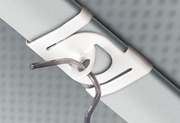 Attache charge lourde en métal pour faux plafond et crochet fermé - Pour rail de 25 mm