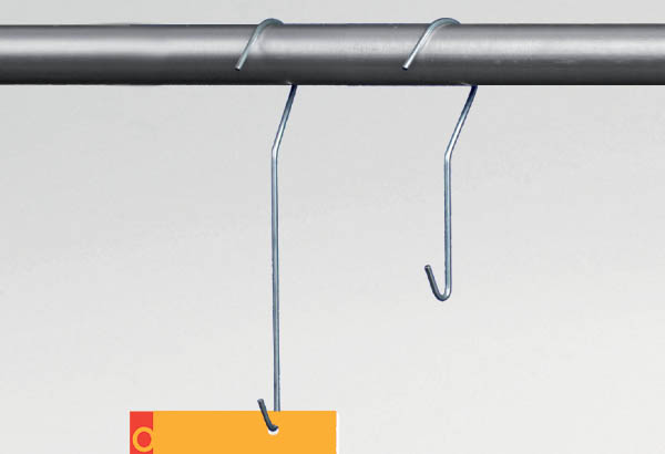 Tige crochet fixe métallique pour tube rond - Longueur 150 mm
