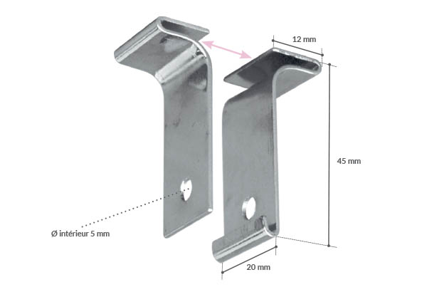Attache en T Mâle et Femelle pour faux plafond et crochet fermé - Pour rail de 25 mm