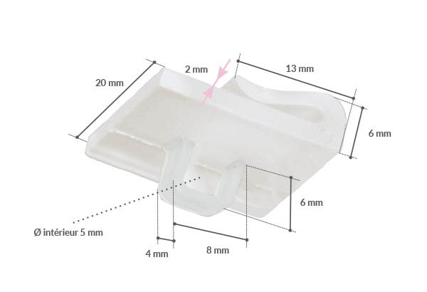 Attache perpendiculaire au rail pour faux plafond et crochet fermé - Universel