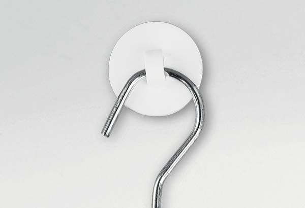 Crochet fermé en PVC blanc avec base adhésive ronde de Ø 20 mm - Injecté