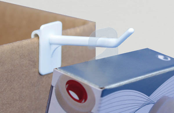 Hang-Tab rigide crochet ouvert en PET adhésivé - Poids maxi 200g - 22 x 35 mm