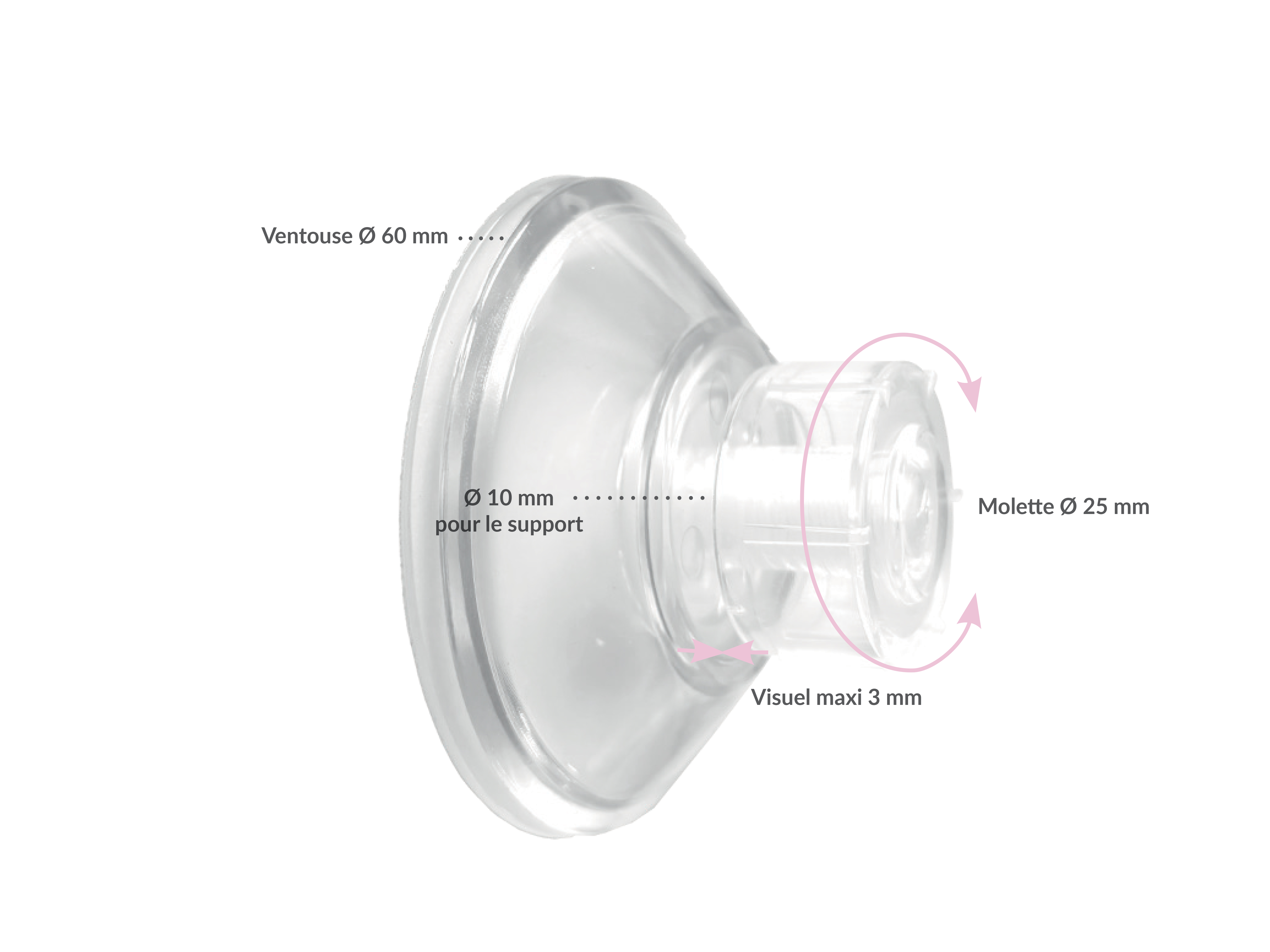 Ventouse puissante de Ø 60 mm avec vis blanche