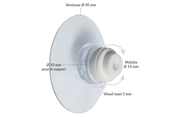 Ventouse puissante de Ø 40 mm avec vis blanche