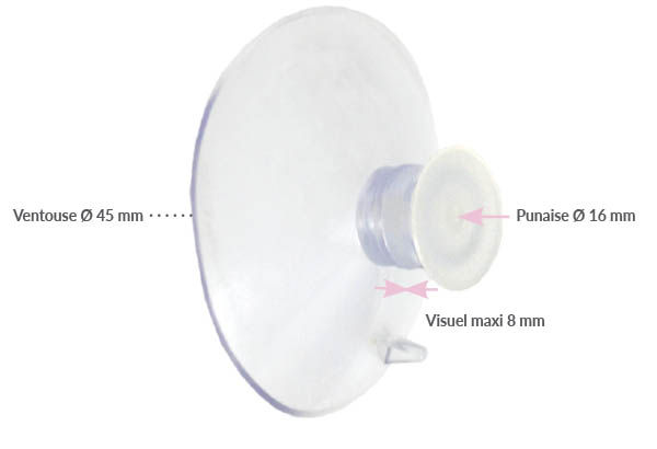Ventouse de Ø 45 mm avec punaise en PVC