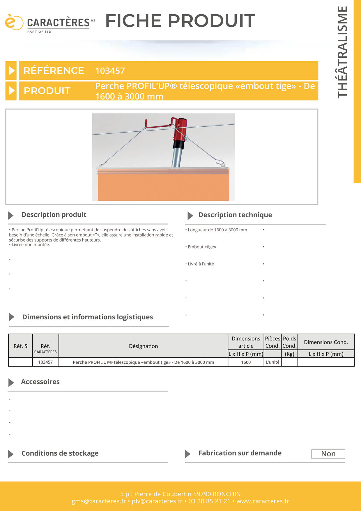 Perche Profil'Up® télescopique embout tige - De 1600 à 3000 mm