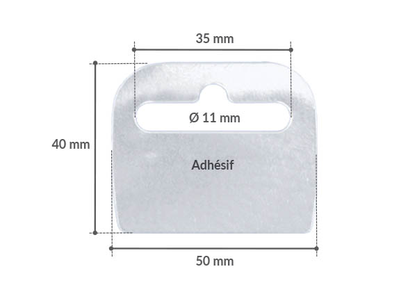 Renfort blister Euroslot rigide en PET adhésivé - Poids maxi 200g - 50 x 40 mm