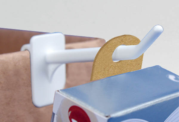 Hang Tab rigide crochet fermé en carton adhésivé - Poids maxi 200g - 25 x 33 mm