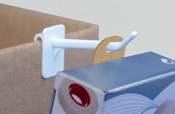 Hang-Tab rigide crochet fermé en carton adhésivé - Poids maxi 200g - 25 x 33 mm