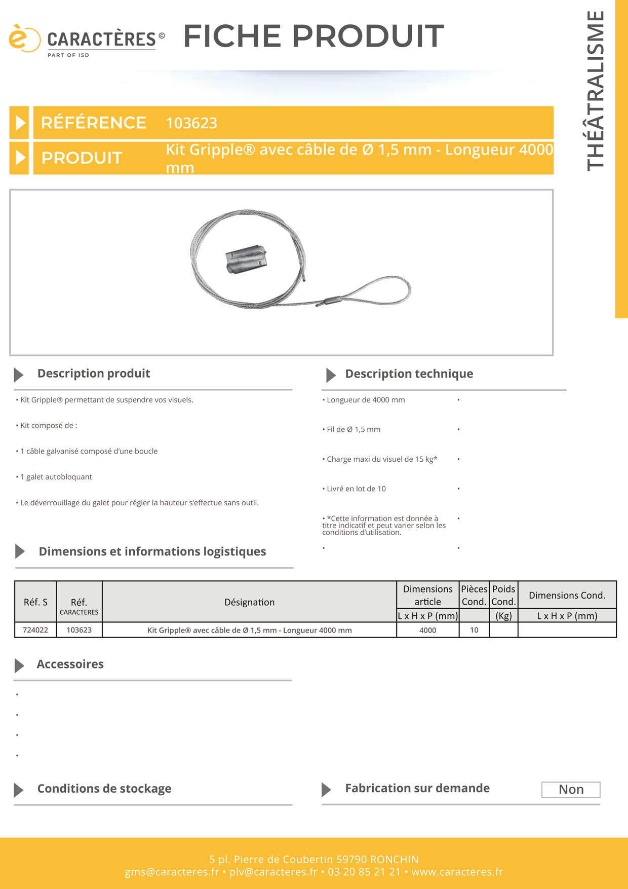 Kit Gripple® avec câble de Ø 1,5 mm - Longueur 4000 mm