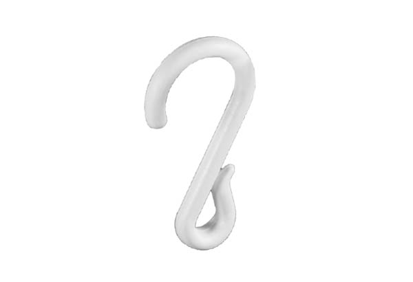 Crochet en "S" asymétrique avec fil PVC blanc de Ø 4 mm - Hauteur 50 mm