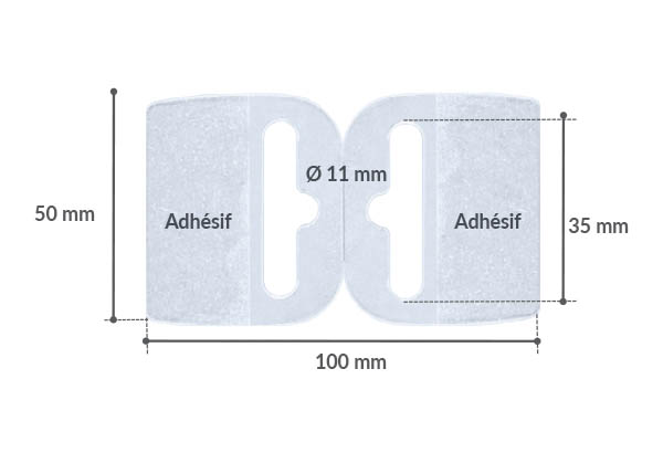 Hang-Tab Euroslot Cavalier flexible PET adhésivé - Poids maxi 500g - 50 x 100 mm