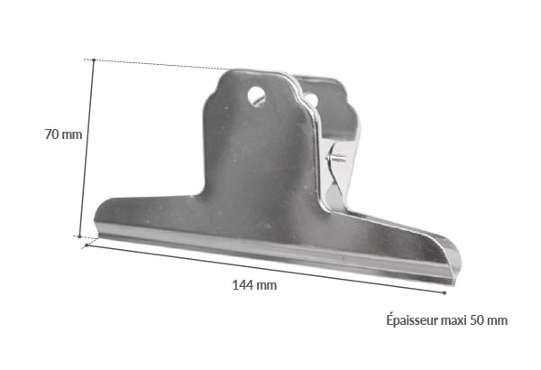 Pince à dessin nickelé avec ressort - Largeur 144 mm