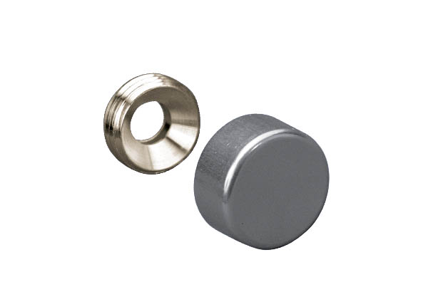 Cache-vis de Ø 24.5 mm avec finition argenté - Perçage 6 mm - Epaisseur 7 mm