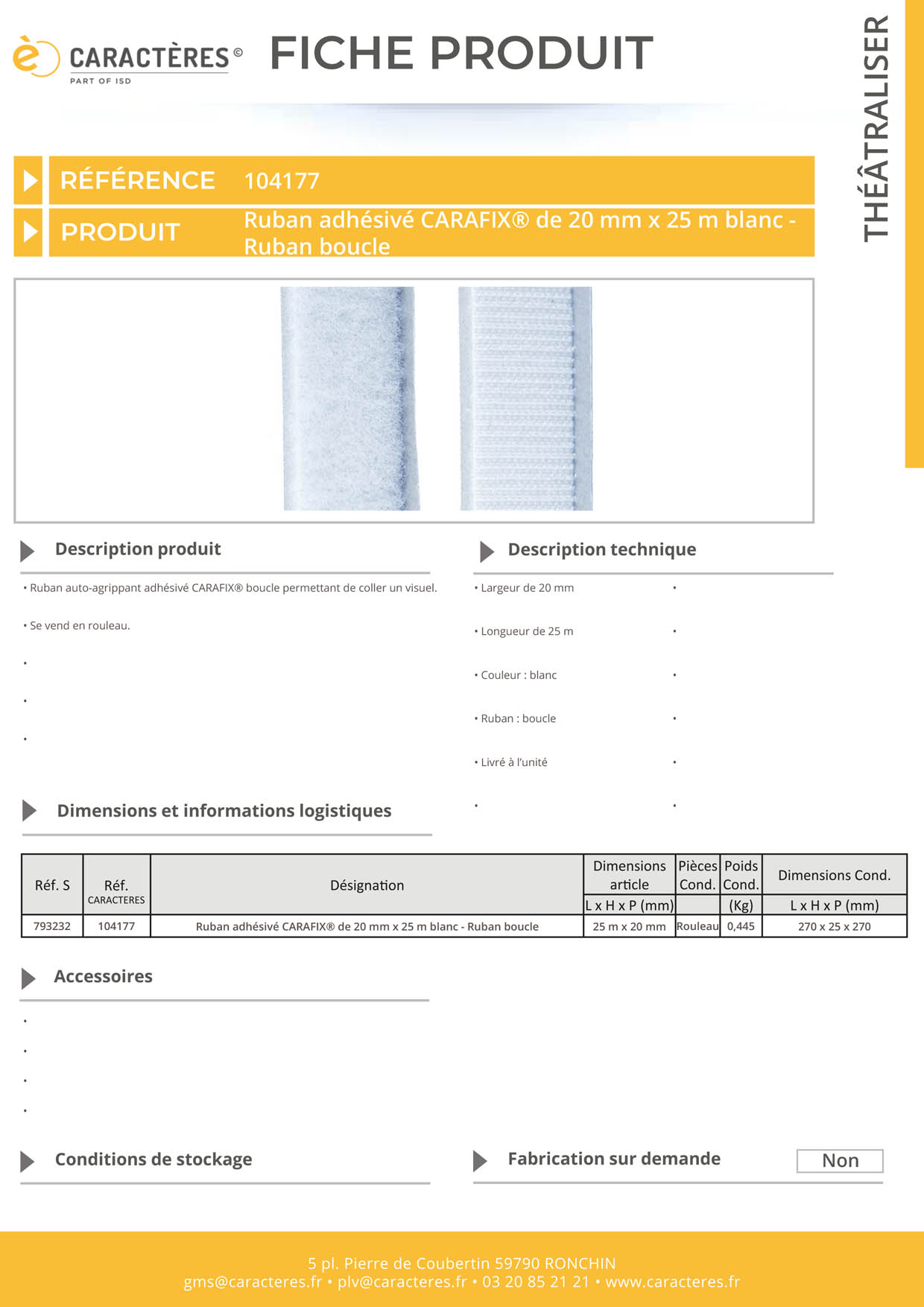 Ruban adhésivé CARAFIX® de 20 mm x 25 m blanc - Ruban boucle