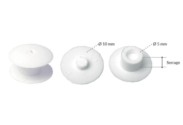 Rivet pression écrou de Ø 10 mm blanc avec serrage non permanent de 2.5 mm